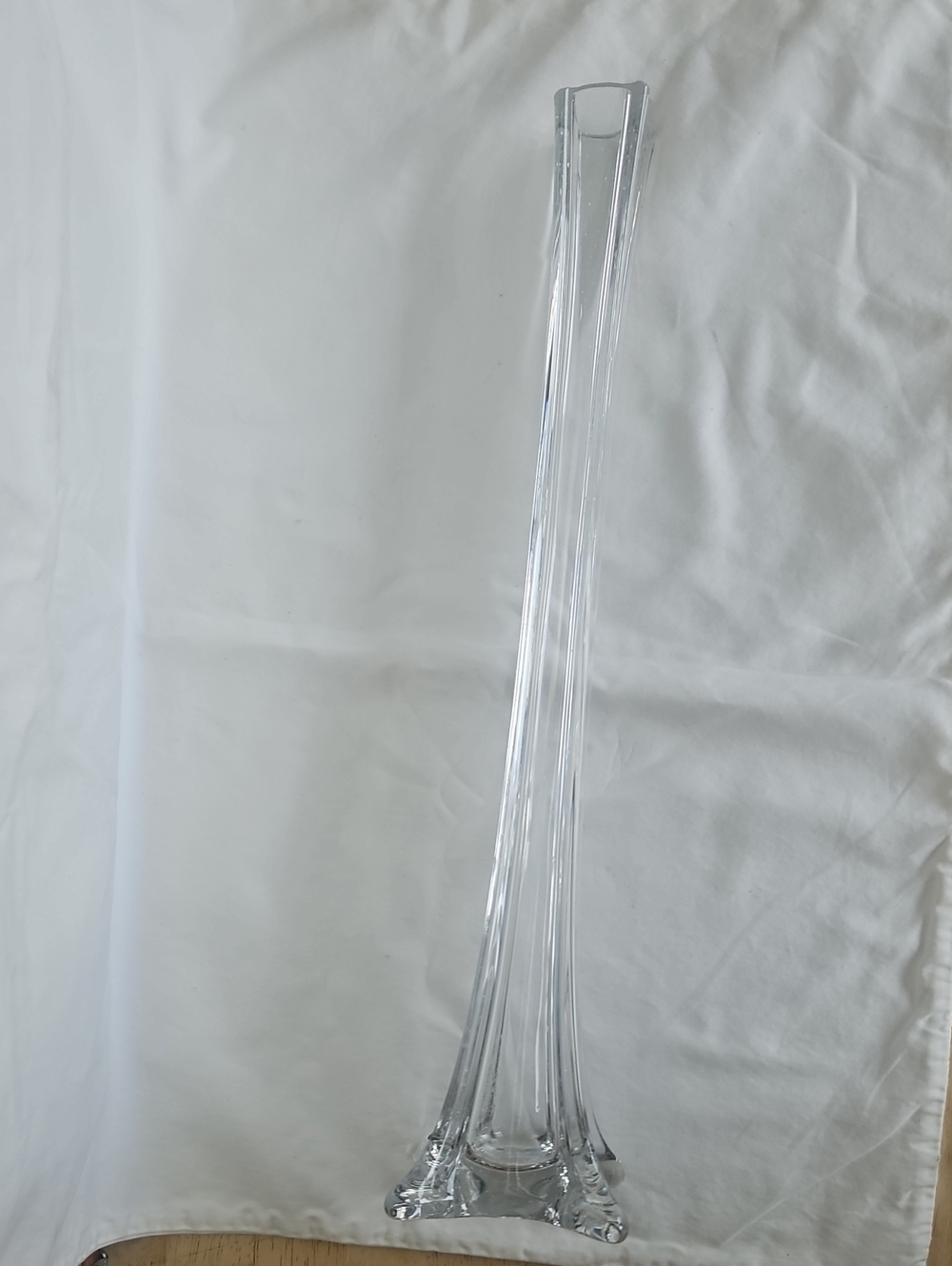 Vintage Art Deco Clear Glass Tall Bud Vase - Aprox. 3x16